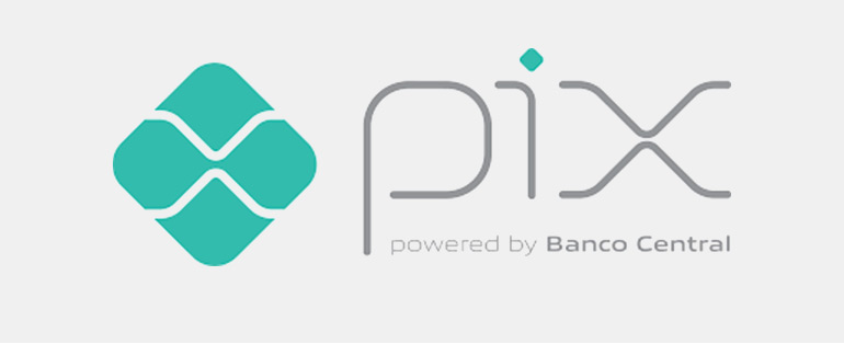 Logo do sistema de pagamentos PIX com logo em formato hexagonal verde.