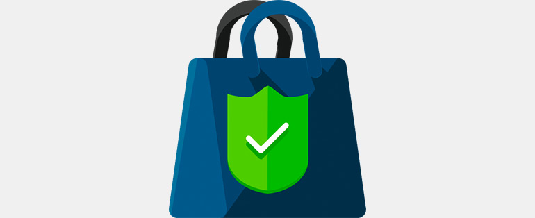 Selos de segurança | ícone ilustrativo de sacola de compra com certificado de segurança | Blog Agência FG 
