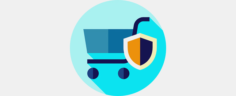 Selos de segurança e-commerce |  ícone de carrinho de compra com selo de segurança ilustrado | Blog Agência FG 